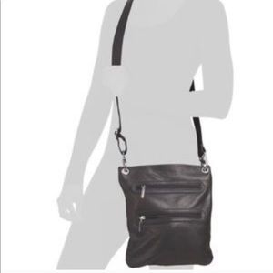 Margot - black leather cross body purse